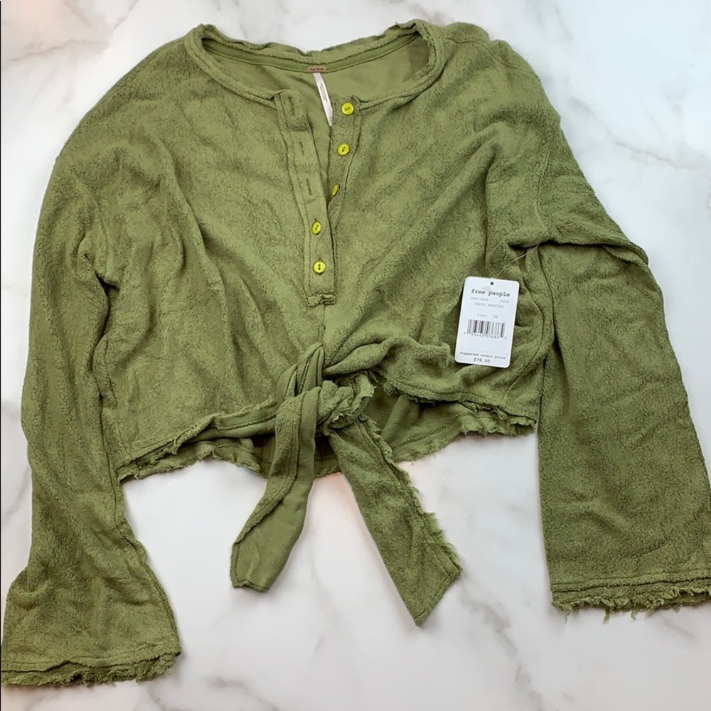 Free People Emma’s Henley Raw Hem Dirty Martini - Picture 4 of 5